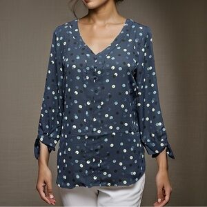 Fortune and Ivy Blue Polka Dot Blouse